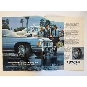 Vintage 1974 Goodyear Double Eagle Tire Car 2 Page Advertisement Print Uncut